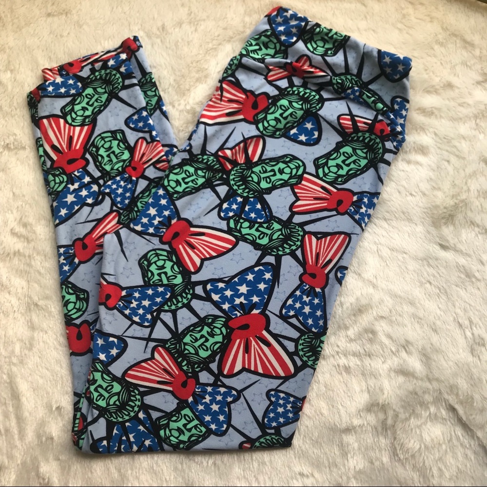 LuLaRoe  Lady Liberty and Bows Leggings